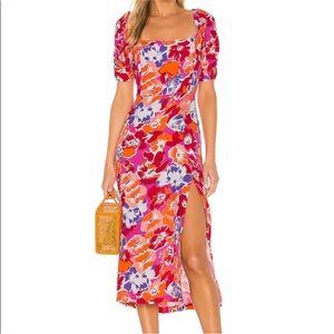 L*SPACE Alissa Floral Midi Dress SZ S EUC